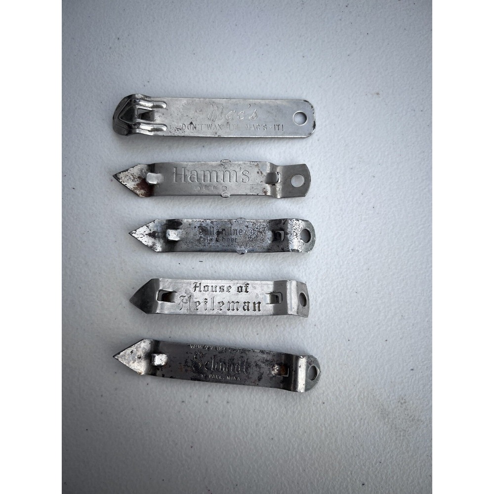 Vintage Beer Can Bottle Opener Lot Hamms Ballantine Heileman Schmidt Macs 5pc